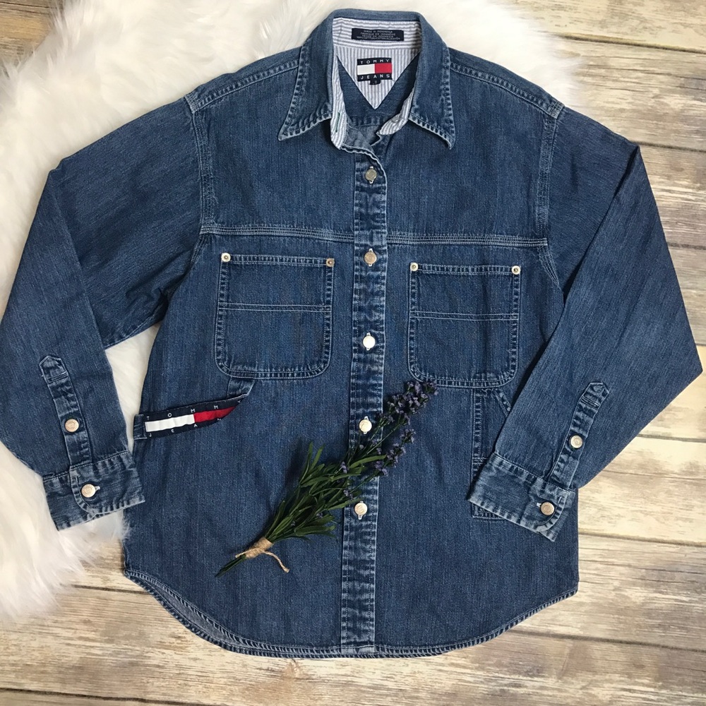 Tommy Hilfiger Jeans Button Up Jean Shirt Sz Small